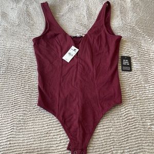 Maroon Express low cut body suit